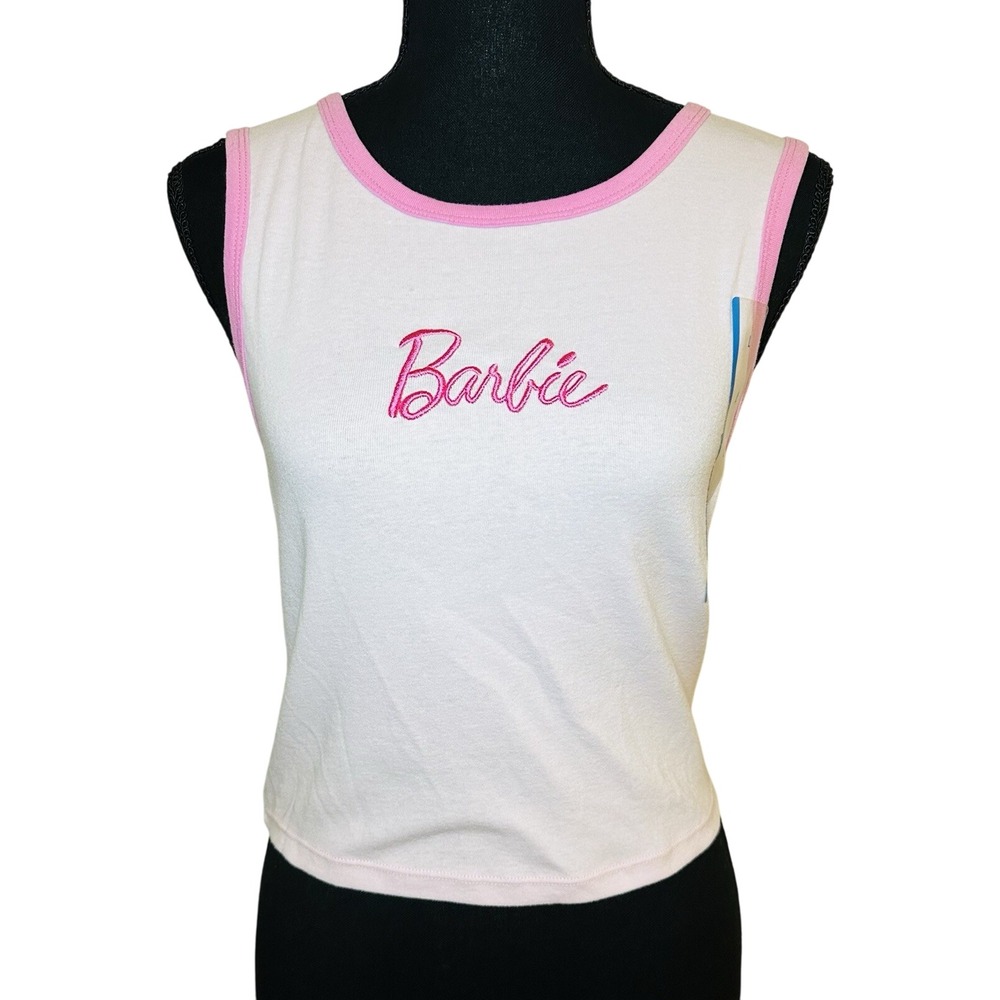 Mattel Barbie™Graphic Crop Top Pink Tank Top Shirt Women's LARGE NWT